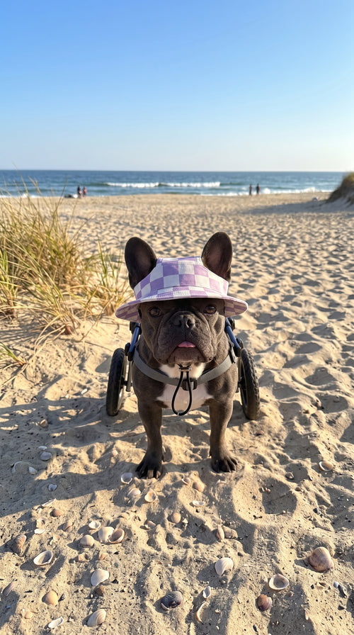 Violet chess pup bucket hat